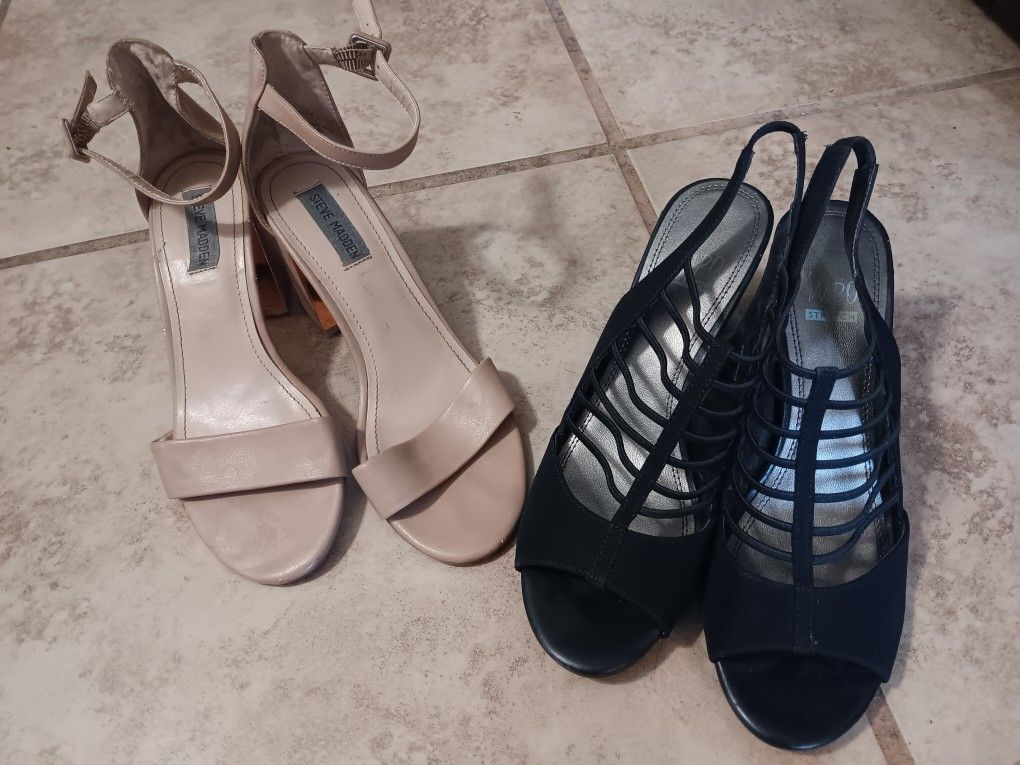 2 Pairs Of Women's High Heel Shoes Size 10
