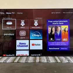 65 Inch TCL 4K Roku TV With Tilting Wall Mount 