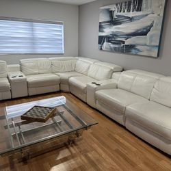 White Leather Sectional from El Dorado /sofá seccional de cuero blanco de El Dorado Furniture