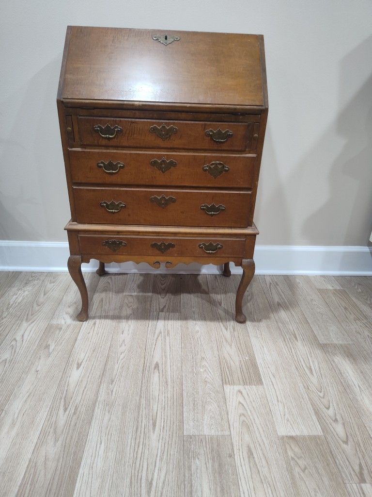 Little Brown Desk With Fold Down Writing Top