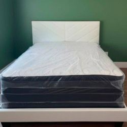 Queen Size Bed Frame With MATTRESS New Bedroom Bed Set 