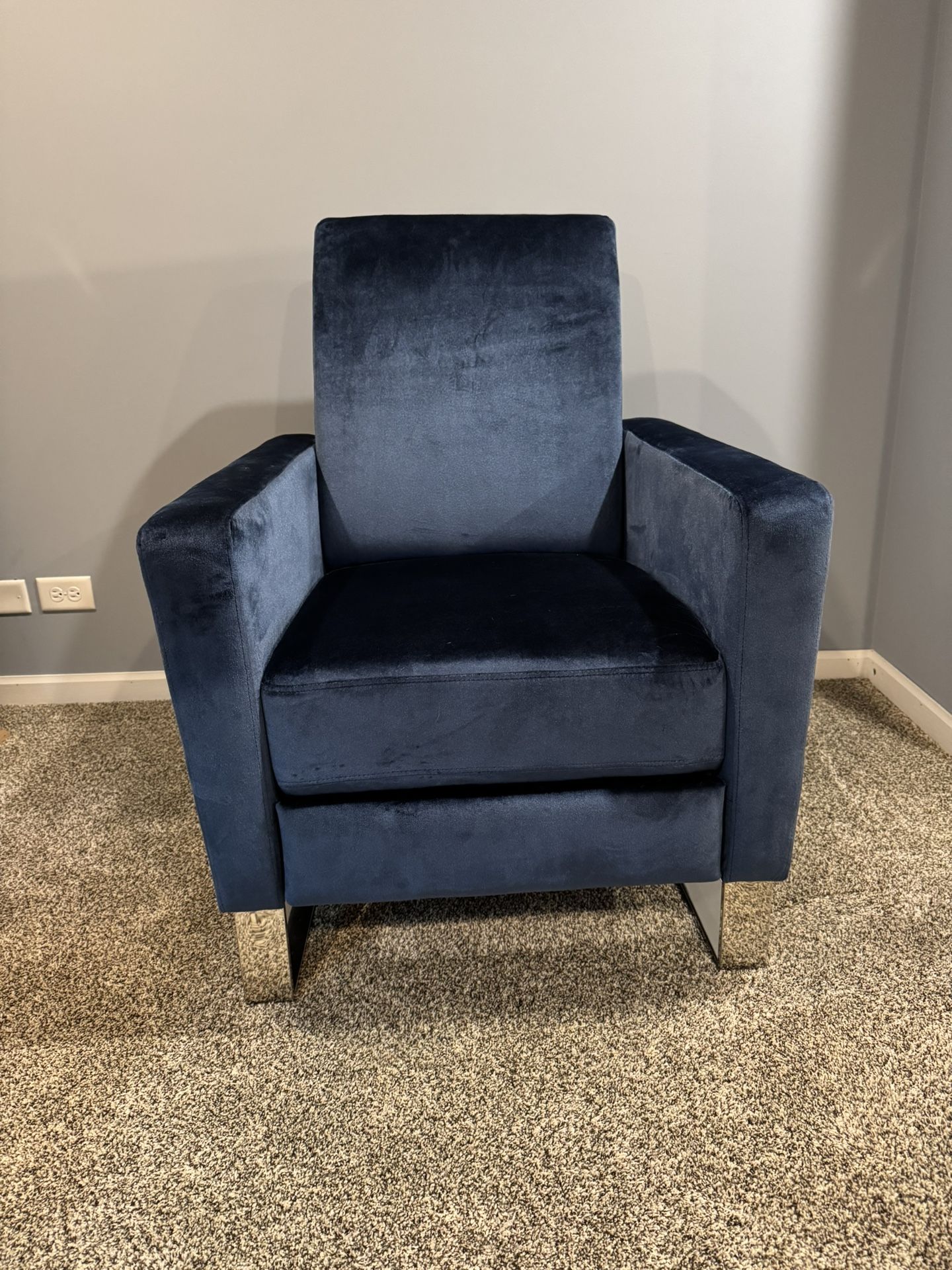 Modern Blue Velvet Armchair