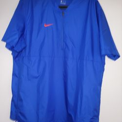 Brand New NIKE BASEBALL WARMUP PULLOVER WINDBREAKER Blue Orange SwooshMen Size XL