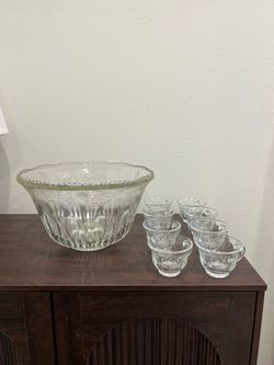 Glass Punch Bowl Set with Cups