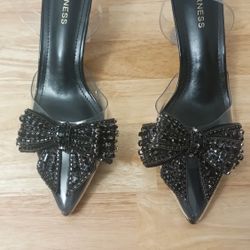 Black Bow Heel Women's Shoes 8.5 Miss Lola 