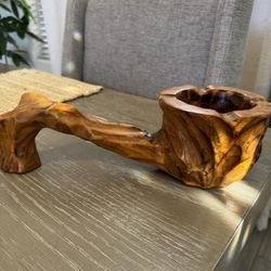 Hand-Carved Wooden Ashtray / Decorative Bowl