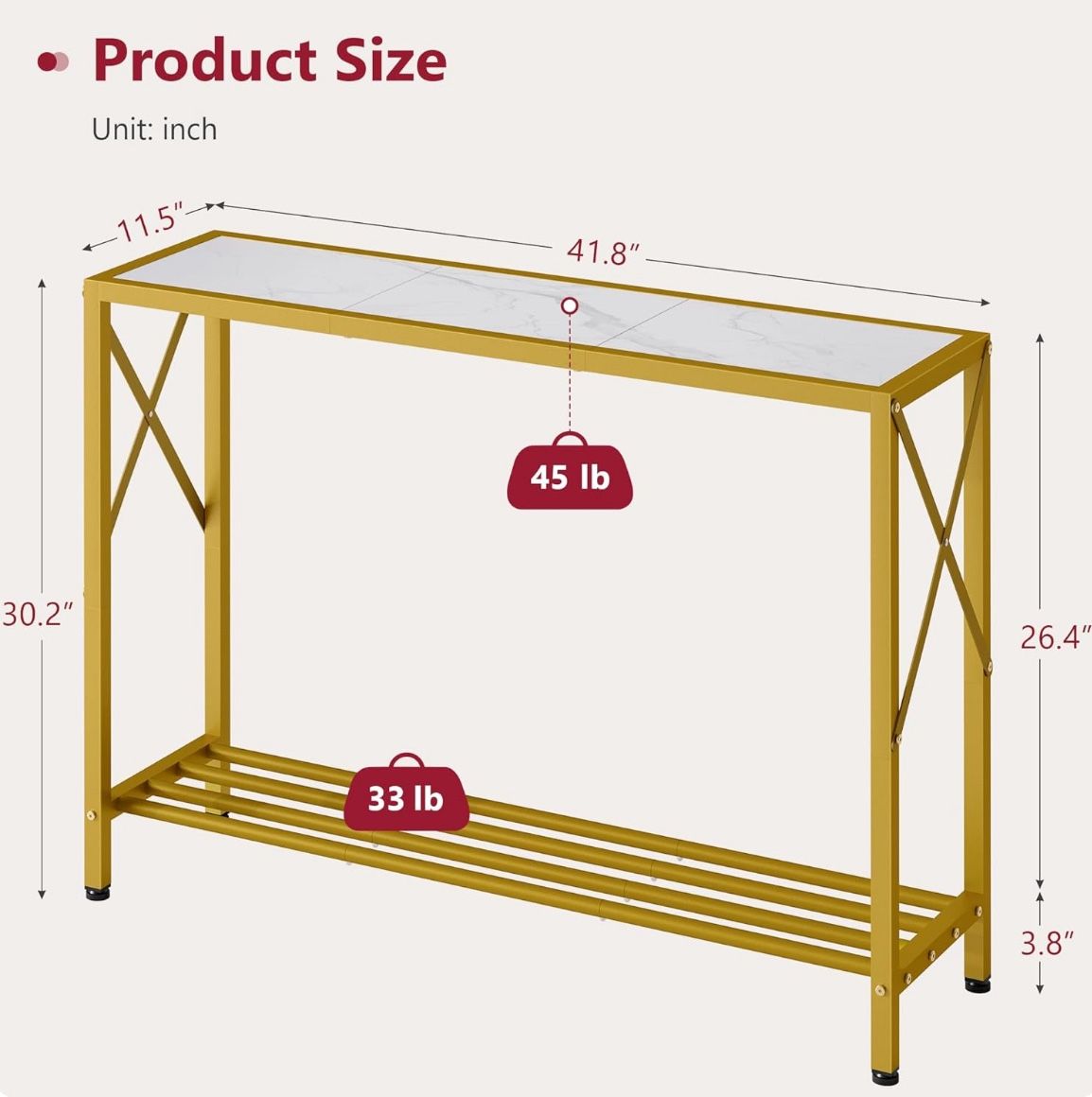 41.8" L Console Table with Shelves Plus 28.3" L Small Entryway Table
