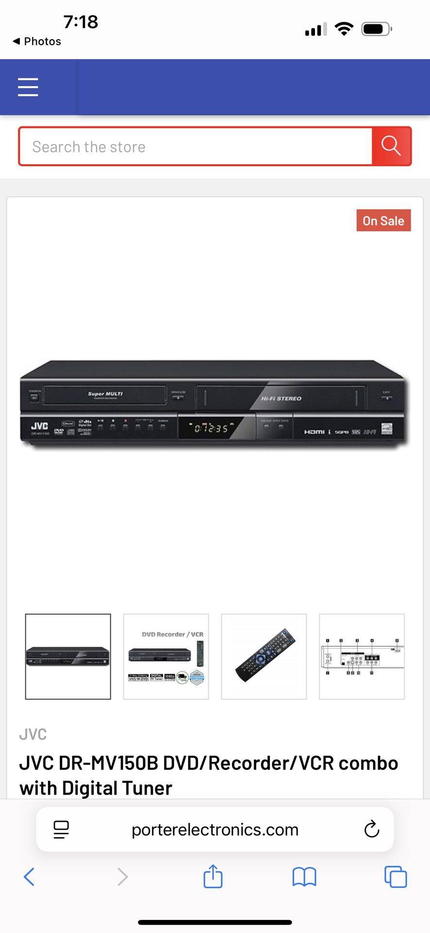 JVC DR-MV150B DVD/Recorder/VCR combo with Digital Tuner