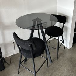 Modern Glass Bar Table with 2 Chairs Minimalist Bistro Set Like New
