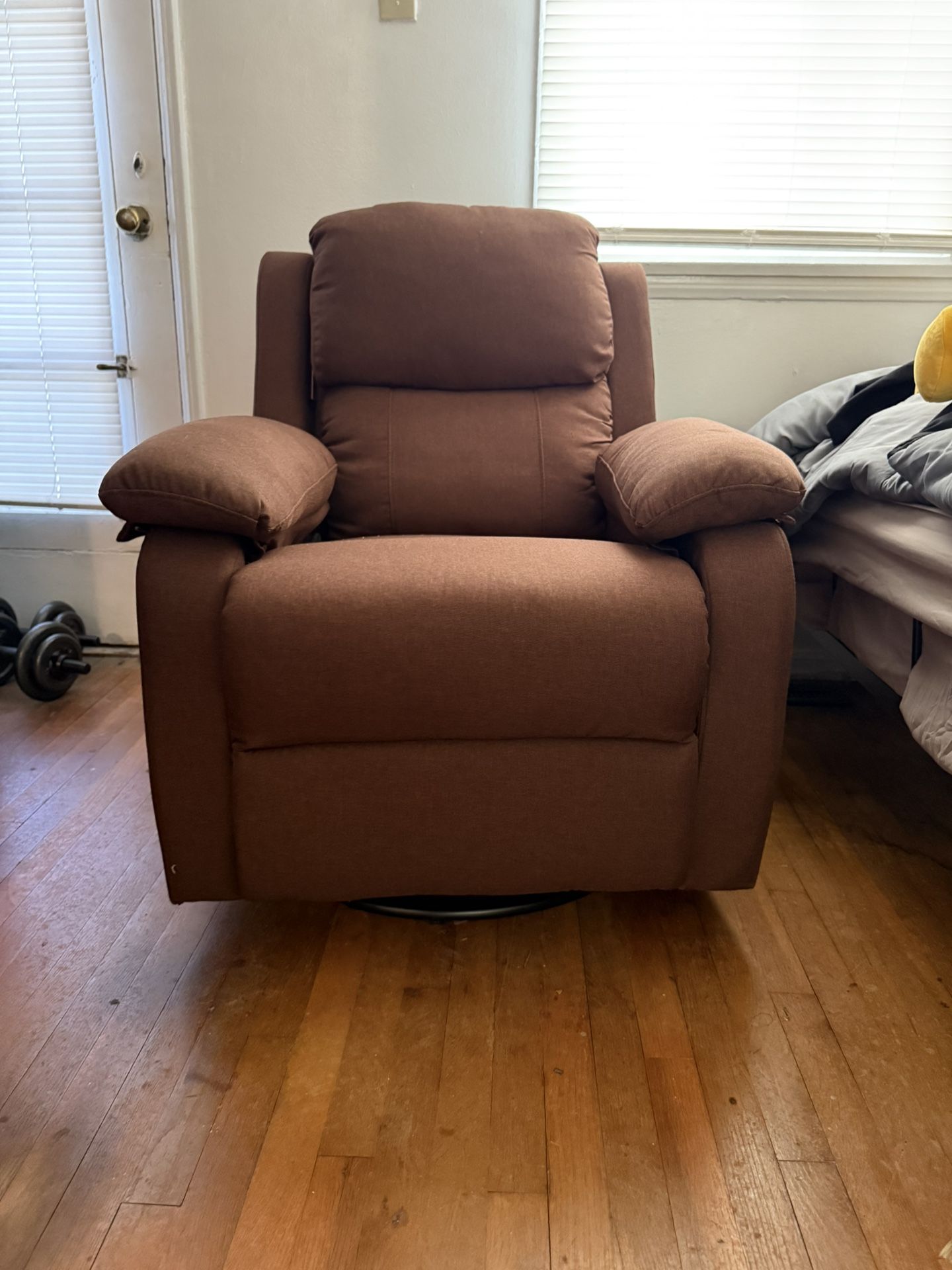 Brown Fabric Rocking/Swivel Chair