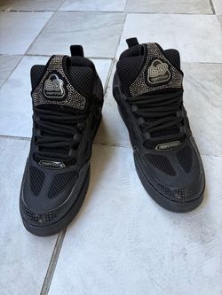 Louis Vuitton Black High-Top Sneakers with Rhinestones