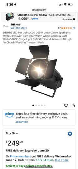 LED Par Lights COB 200W Linear Zoom Spotlights Wash Lights with Barn Door Warm White(3000k) & Cool White(5700k) Stage Light DMX512 Sound Activated DJ 