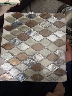 MONTAGE Premier Elegance Beige 12 in. x 13-3/4 in. Glass/Limestone/Resin Raindrop Mosaic Tile