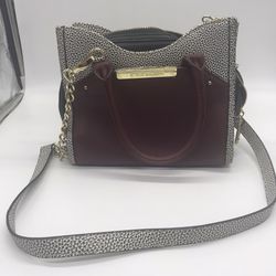 Steve Madden white black polkadot purse shoudler carry hand bag Clutch Designer 