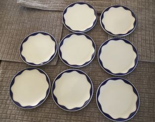 Pottery Barn Hanukkah Cobalt Blue Scalloped Band 4" Ceramic Coasters, set of 8