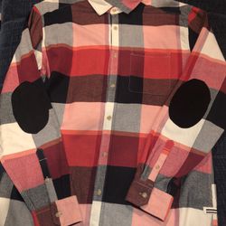 Sean John Button Up Flannel Shirt Long Sleeve  100% Cotton Size 2XL, Red/Blk/Wht