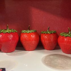 Vintage Strawberry Canisters 