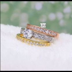 New 18k Gold Wedding Ring Set 3 Rings 