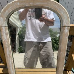 Antique Wood Frame Mirror 