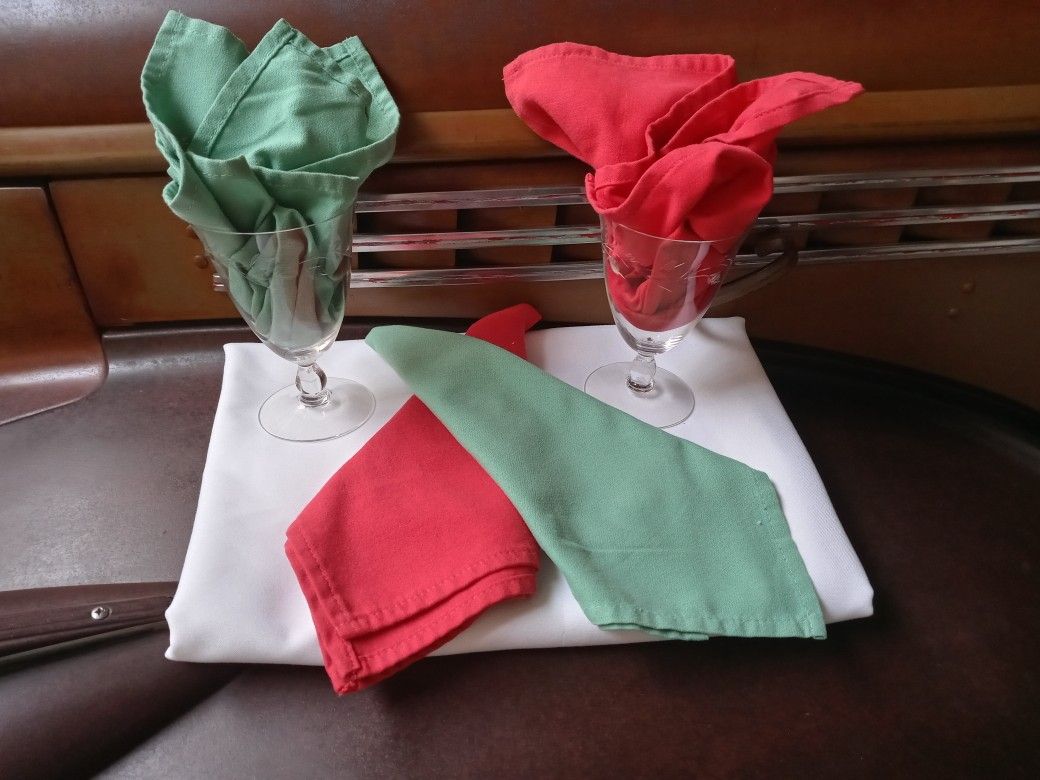 Red & Turquoise Event Linen Cloth Napkins...19"x19"