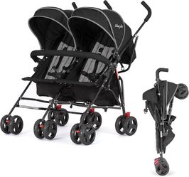 ONLY $75: Twin Baby Stroller, Lightweight Side-by-Side Double Umbrella Stroller with Adjustable Canopy, 5-Point Harness,