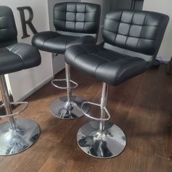 Black leather bar stool