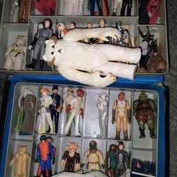 Vintage 1970s 1977 Kenner Star Wars Figure Case Lot Darth Vader Luke Skywalker Lot Set 