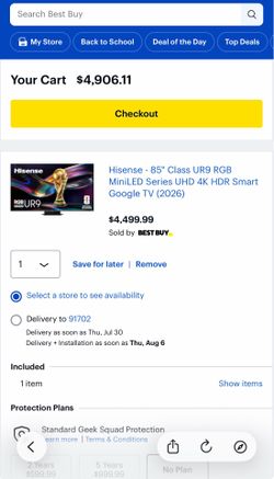 Hisense 85” UR9 Series RGB Mini-LED 4K Google TV