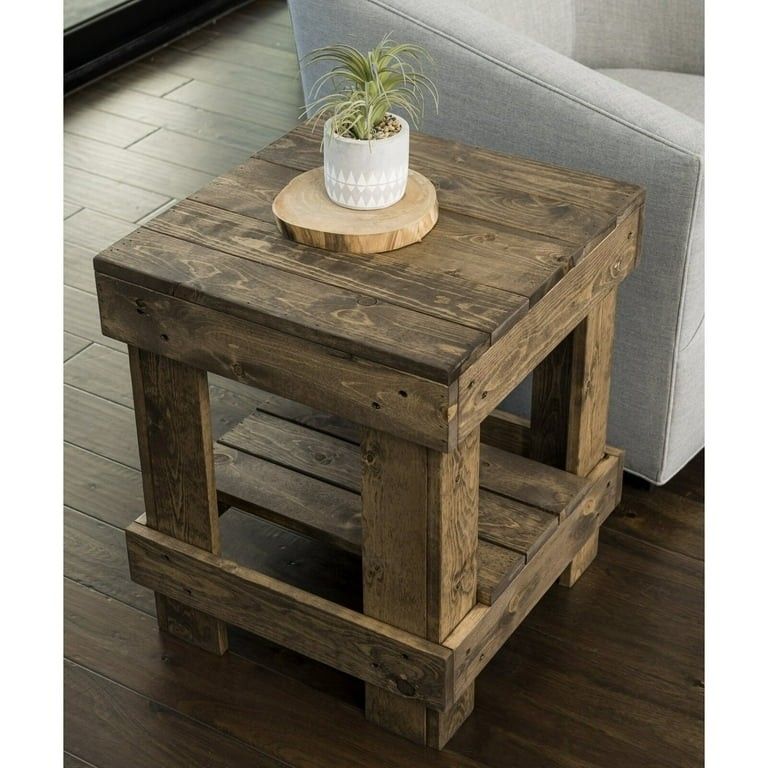 Wayfair Brown Solid Wood Rustic Square End Table