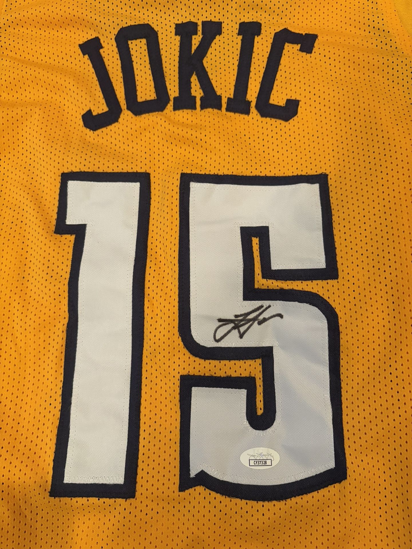 Nikola Jokic Signed Gold Denver Nuggets Jersey AUTO JSA Sticker Sz XL