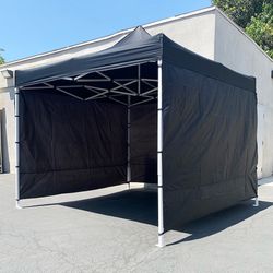 (New) $129 Heavy Duty 10x10 ft Popup Canopy with 3 Sidewalls (Black/Red)
