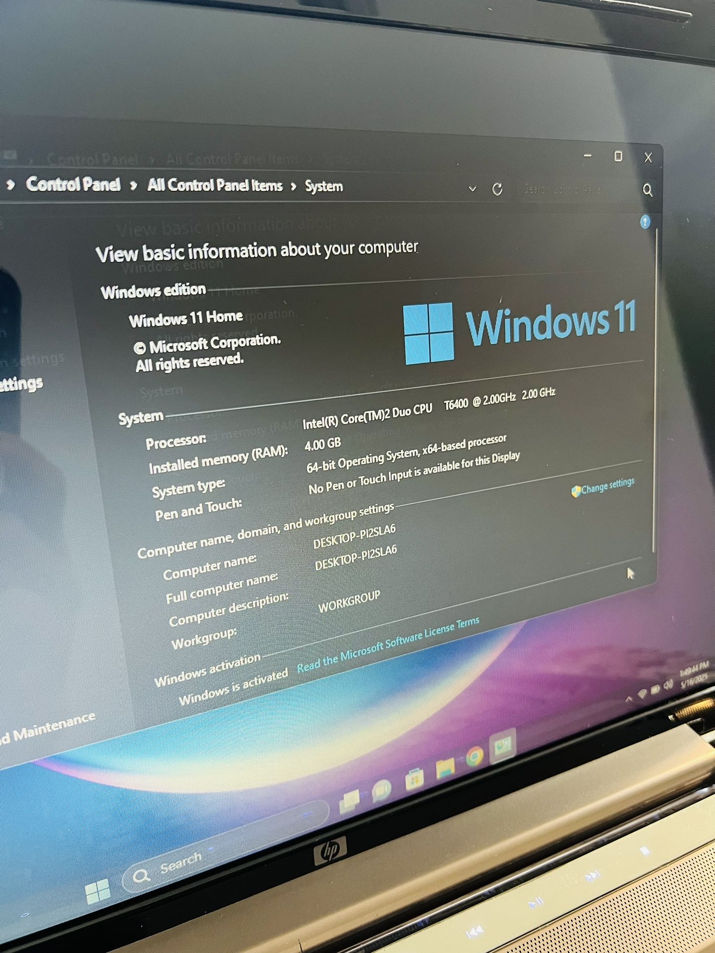 Laptop HP Pavilion Dv5 Intel 4GB Ram 320GB HDD Webcam HDMI Wifi