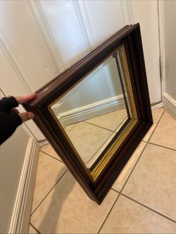 Wall Mirror with Wood and Gold Frame