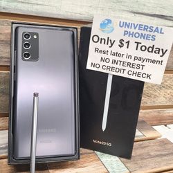 Samsung Galaxy Note 20 5G 128gb  Unlocked, FREE Smartwach/ Headphones. Pay $1 Today Rest in payments. NO CREDIT NEEDED FINANCING