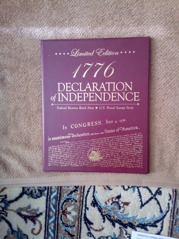 1776 Bicentennial Commemorative Declaration Of Independence Folder Portfolio