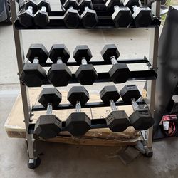 Weight rack and dumbbells
