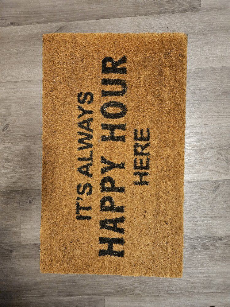 It's Always Happy Hour Here Doormat Black Welcome doormats, Indoor and Outdoor doormats, Funny Doorm