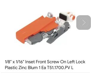 1/8 × 1/16" Inset Front Screw On Left Lock Plastic Zinc Blum 1 Ea T51.1700.PV L
