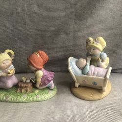 2 Vintage 1985 Cabbage Patch Kids (CPK) Porcelain Figurines