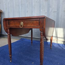 Antique Drop-Leaf Table with Spiral Legs