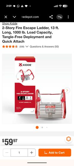 New KIDDE 2-Story Fire Escape Ladder, 13 ft
