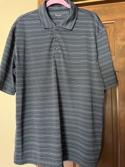 XL Men’s grey striped golf polo by Pebble Beach Performance