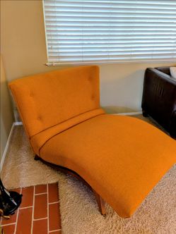 Vintage Mid Century Modern Wave Chaise Lounge Chair – Orange – MCM