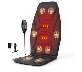 Vibration Massage Seat Cushion with Heat, Back Massager for Chair with 8 Vibration Motors, Heated Massage Cushion for Office Chair, Recliner & Sofa, F