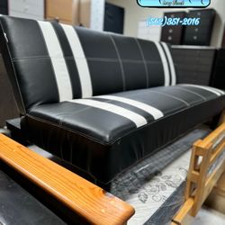 Black & White Striped Futon Sofa 