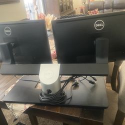 Two Computer Monitor With Stand Dell 