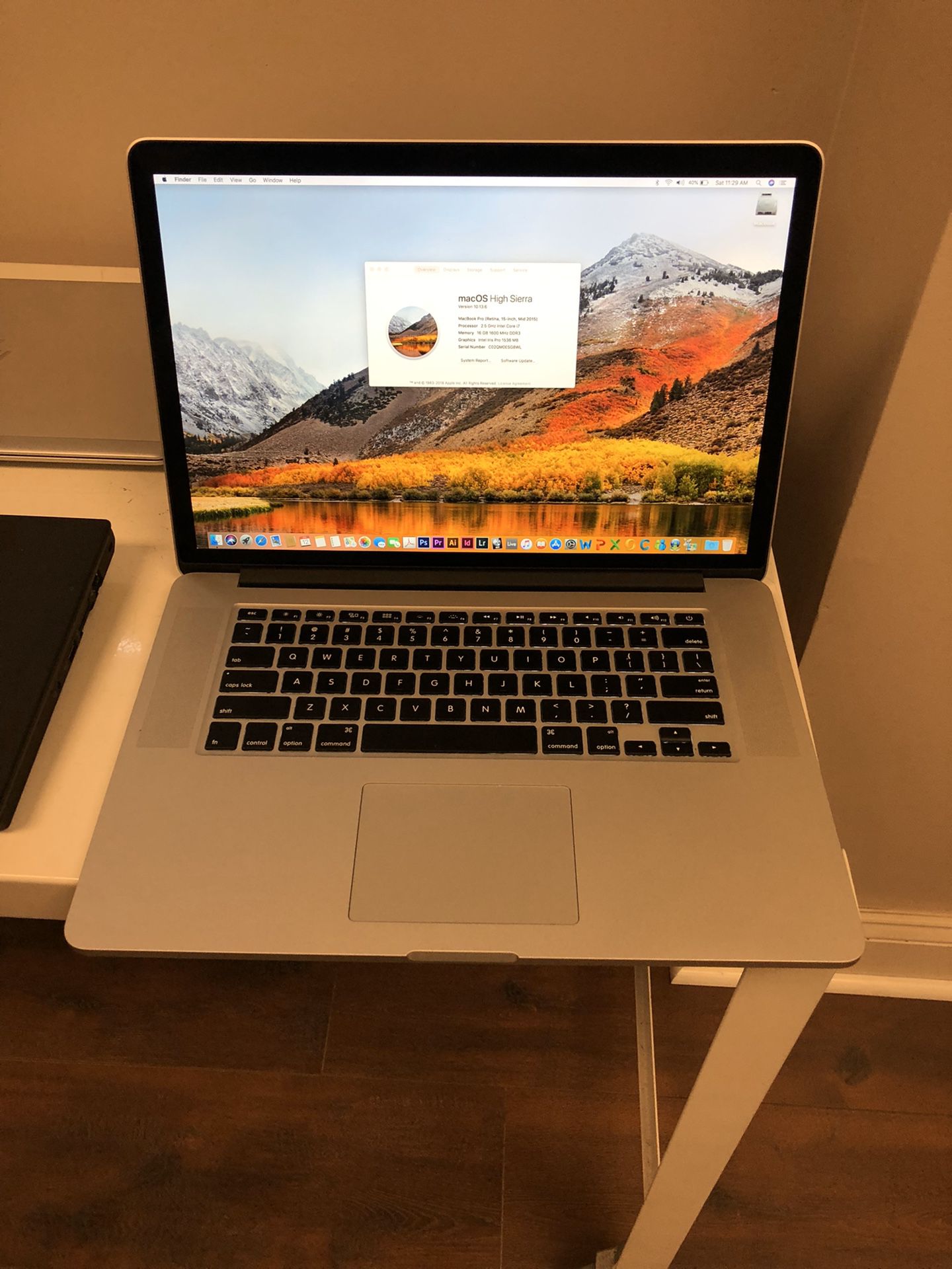 Apple 15” 2014 MacBook Pro 15” Quad Core i7 16gb RAM 512gb Flash Dual Thunderbolt HDMI WiFi webcam Bluetooth