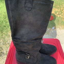 Boots Black Suede Knee High