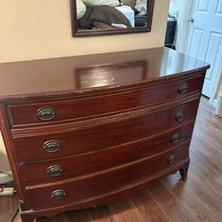 Antique Solid Wood Dresser With Mirror