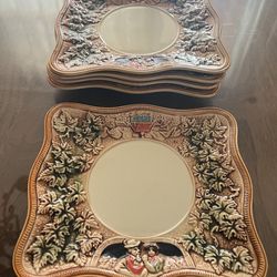 Vintage Sanyo Japan Cherub Cottage Relief Plate – Mid-Century Decorative Ceramic